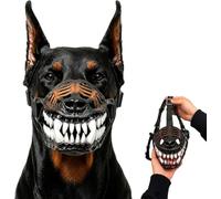 Máscara de Halloween para perros, bozal ajustable de monstruo del Hell Hound para perro, disfraces de Halloween con dientes, máscara de látex para fiesta, cosplay, 26 cm de altura