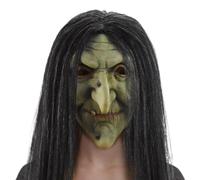 Máscara de Halloween Wicked Witch Mask STRING LATEX Oldx con cabello negro aterrador con agujeros de ventilación de una talla se ajusta a la mayoría de las máscaras aterradoras para adultos Cosplay d