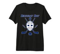 Máscara de Hockey Azul para niño de 4º cumpleaños Feliz Rayo Camiseta Premium