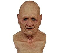 Máscara de hombre viejo de Halloween Máscara de cara humana realista Máscara de látex espeluznante Disfraz de Halloween Cosplay Juegos de fiesta Apoyos (K)