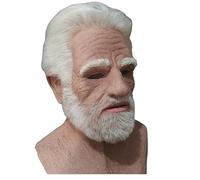 Máscara de hombre viejo, máscara facial realista, látex de la cara de arrugas transpirables cabello blanco y barba Old Man Halloween