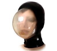 Máscara de látex asfixiado de cara completa, cubierta de cabeza completa, capucha de control de respirador BB93 (S, negro)