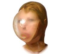 Máscara de látex asfixiado de manga de látex de cara completa cubierta de cabeza completa Control Respirador capucha BB93 (M, Transparente)