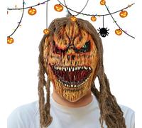 Máscara de látex de calabaza aterradora para Halloween, máscara de calabaza grande, Halloween y carnaval, máscara de Halloween Ani-Motion, accesorios espeluznantes de disfraces para carnaval