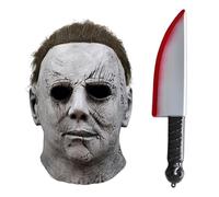 Máscara de látex de Michael Myers para Halloween, con cuchillo falso, disfraz de cosplay para carnaval