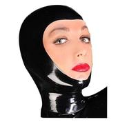 Máscara de látex para cosplay de Halloween, máscara fetiche BDSM, disfraz de fiesta, máscara para la cabeza, máscara sexual, máscara de bondage negra, máscara de látex SM para hombres y mujeres(XXS)