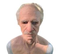 Máscara De Látex Realista De Anciano Con Pelo Barba Blancos | Tocado De Látex Para Personas Mayores | Máscara De Rostro Humano Inquietante para Bromas Carnaval Cosplay Mascarada Teatro Eventos