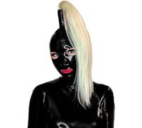 Máscara de látex SM Extreme para hombres y mujeres - Máscara de cabeza BDSM para bondage, Halloween y cosplay - Máscara erótica de goma con aberturas para ojos y boca(S)