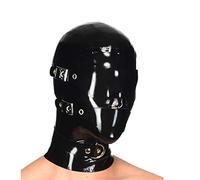 Máscara de látex SM Máscara de bondage Máscara BDSM, vendas y máscaras removibles, material de látex de 0,4 mm de espesor, diseño de cremallera, adecuado para cosplay y representaciones teatrales(XS)