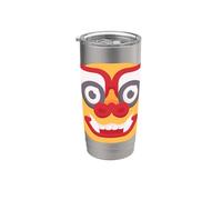 Máscara de León Rey de los Espíritus de la Mitología Balinesa Barong Vaso térmico de acero inoxidable de doble pared