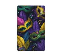 Máscara de Mardi Gras con plumas de color morado, verde, dorado, un solo toque, placa de pared en blanco, cubierta decorativa para interruptor de luz, 1 banda para cocina, baño, tamaño 11,4 x 7 cm
