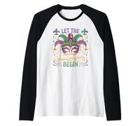 Máscara de Mardi Gras Let The Shenanigans Begin Masquerade Camiseta Manga Raglan