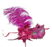 Máscara De Mascarada 3 uds. Máscara de mascarada de mujer con diamantes de imitación de plumas, flor de encaje, moda de media cara, fiesta de Cosplay Sexy for graduación(Rose Red)