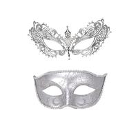 Máscara De Mascarada Conjunto de 2 uds máscaras for la cara for hombre y mujer, ojos sexis for fiesta, disfraz Cosplay, mascarada Metal(Style10)