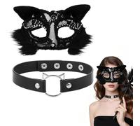 Máscara de mascarada de encaje para mujer, máscara de disfraz de Catwoman para mujer, gargantilla de gato para Halloween, cosplay, mascarada, fiesta de disfraces de carnaval