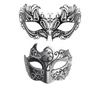 Máscara de mascarada de encaje, traje de máscara,2 fundas faciales vintage - Juego de máscaras de mascarada para ella y él, accesorios de traje para el baile de fin de año, carnaval