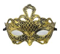 Máscara De Mascarada Máscara de mascarada de 4 piezas, máscara de Príncipe Vintage, máscara de media cara de cobre antiguo, máscaras de corona Retro, decoración de fiesta for mujer(Gold style 16)