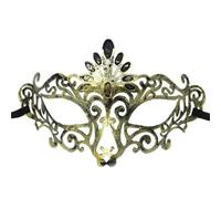 Máscara De Mascarada Máscara de mascarada de 4 piezas, máscara de Príncipe Vintage, máscara de media cara de cobre antiguo, máscaras de corona Retro, decoración de fiesta for mujer(Gold style 10)