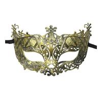 Máscara De Mascarada Máscara de mascarada de 4 piezas, máscara de Príncipe Vintage, máscara de media cara de cobre antiguo, máscaras de corona Retro, decoración de fiesta for mujer(Gold style 8)