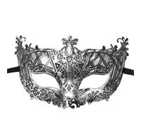 Máscara De Mascarada Máscara de mascarada de 4 piezas, máscara de Príncipe Vintage, máscara de media cara de cobre antiguo, máscaras de corona Retro, decoración de fiesta for mujer(Silver style 8)