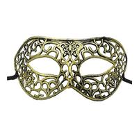 Máscara De Mascarada Máscara de mascarada de 4 piezas, máscara de Príncipe Vintage, máscara de media cara de cobre antiguo, máscaras de corona Retro, decoración de fiesta for mujer(Gold style 11)
