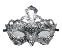 Máscara De Mascarada Máscara de mascarada de 4 piezas, máscara de Príncipe Vintage, máscara de media cara de cobre antiguo, máscaras de corona Retro, decoración de fiesta for mujer(Silver style 17)