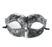 Máscara De Mascarada Máscara de mascarada de 4 piezas, máscara de Príncipe Vintage, máscara de media cara de cobre antiguo, máscaras de corona Retro, decoración de fiesta for mujer(Silver style 14)