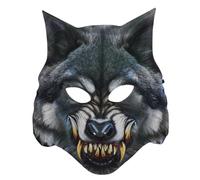 Máscara de media cara de hombre lobo de EVA 3D, colmillos sangrientos negros, máscara de Halloween para carnaval, fiesta de máscaras