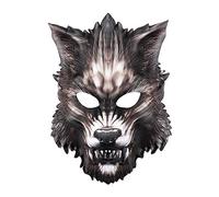 Máscara de media cara de hombre lobo de EVA 3D, máscara de lobo negro para Halloween, cosplay, carnaval, fiesta de máscaras