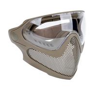 Máscara de Media Cara de Malla de Acero para Airsoft Paintball Caza Equipo Táctico de Doble Modo, MáScara Protectora Militar para Juegos de Guerra(Brown)