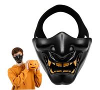 Máscara De Media Cara Malvada Máscara Protectora De Cara Inferior De Demonio Tpu Dorado Para Airsoft Cs Juego Fiesta De Halloween Máscara De Media Cara De Demonio Negro