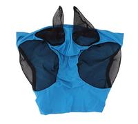 Máscara de Mosca de Caballo con oídos protección de Malla elástica de la Cara del Caballo de Malla Transpirable para Montar Equipos ecuestres Caballos Adultos Ponis Tejido 44x36cm (Azul)