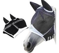 Máscara de mosca de caballo de sangre caliente con protección para las orejas, transpirable, para el verano, protección UV