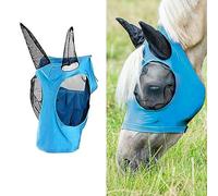 Máscara de Mosca de Caballo, Máscara Antimoscas para Caballo, Máscara de Mosca con Malla Transpirable, Anti-UV, Antimosquitos, Insectos, Máscara de Freno Elástica (Azul)