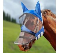 Máscara de mosca de caballo, máscara de mosca de caballo con nariz, máscaras para caballos con orejas, capó de oreja para caballos, máscara de burro con protección de línea morada, malla suave para