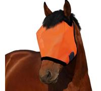 Máscara de mosca naranja para caballo, gran espacio, transpirable, protección UV, cómoda, cara completa, malla con correa ajustable para caballos