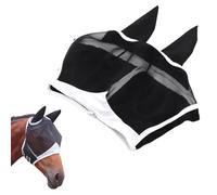 Máscara de mosca para caballo, protección UV, capucha para caballo, sangre caliente, cómoda, transpirable, antimoscas, color negro, cabeza de caballo con protección para orejas, máscara de mosca