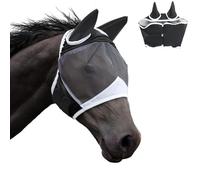 Máscara de mosca para caballo, protección UV, transpirable, capucha para caballo, sangre caliente, protección contra moscas y rayos UV para entrenamiento y uso diario, máscara de mosca duradera