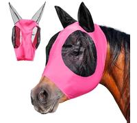 Máscara de mosca para caballos, cabestro con máscara de mosca, protección UV, gorro de mosca para caballos, shetty con orejas, malla transpirable, protección contra moscas, cabeza de caballo, sangre