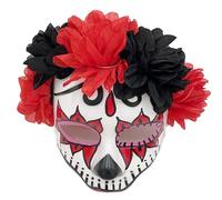 Máscara de Novia del día de Muertos, Cara Completa o Semimáscara con rosas y velo, Talla única (Los colores de la foto, Talla única)