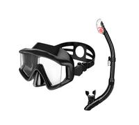 Máscara de observación subacuática con lentes de vidrio de tres lentes, estructura de ajuste panorámico, correa segura para la cabeza para buceo libre, equipo de esnórquel panorámico para adultos
