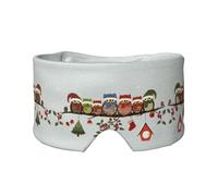 Máscara de ojeras para dormir con diseño de búhos de Navidad en rama, diadema ajustable para yoga, viajes, mantiene el calor y ayuda cómoda