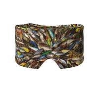 Máscara de ojeras para dormir con estampado de cebo de pesca, diadema ajustable para yoga, viajes, mantiene el calor y ayuda cómoda