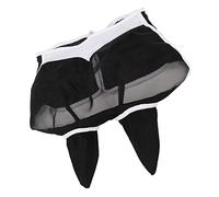 Máscara de ojo de caballo, satén de alta elasticidad, material de malla, máscara de mosca de caballo con malla de orejas, máscara de mosca de caballo desmontable para caballos (S)