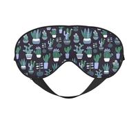Máscara de ojos acogedora con estampado de plantas suculentas, correa ajustable, siesta, noche, viajes, camping, yoga y relajación