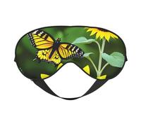 Máscara de ojos ajustable con estampado de mariposa y girasol, para viajes, camping, meditación, relajación
