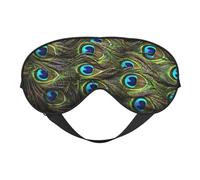 Máscara de ojos ajustable con estampado de pavo real fresco para viajes al aire libre, camping, meditación, relajación