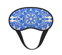 Máscara de ojos azul con estampado de arte popular para hombres y mujeres, máscara de ojos 100% opaca, cubierta suave, luz fuerte, adecuada para viajes, yoga, siesta