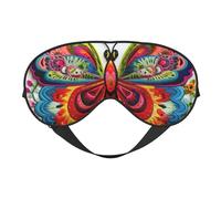 Máscara de ojos bordada colorida con estampado de mariposa de doble cara, máscara de ojos opaca, máscara de ojos para dormir toda la noche para mujeres y hombres