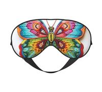 Máscara de ojos bordada colorida con estampado de mariposa de doble cara, máscara de ojos opaca, máscara de ojos para dormir toda la noche para mujeres y hombres